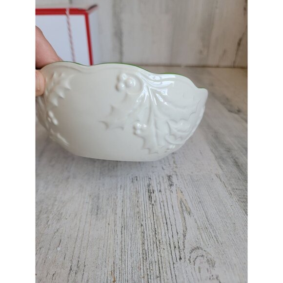 Lenox hosting holidays carved dip bowl spoon mistletoe Xmas set - Picture 4 of 8